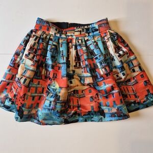 Alice + Olivia "Mediterranean Village" Pleated Mini Skirt